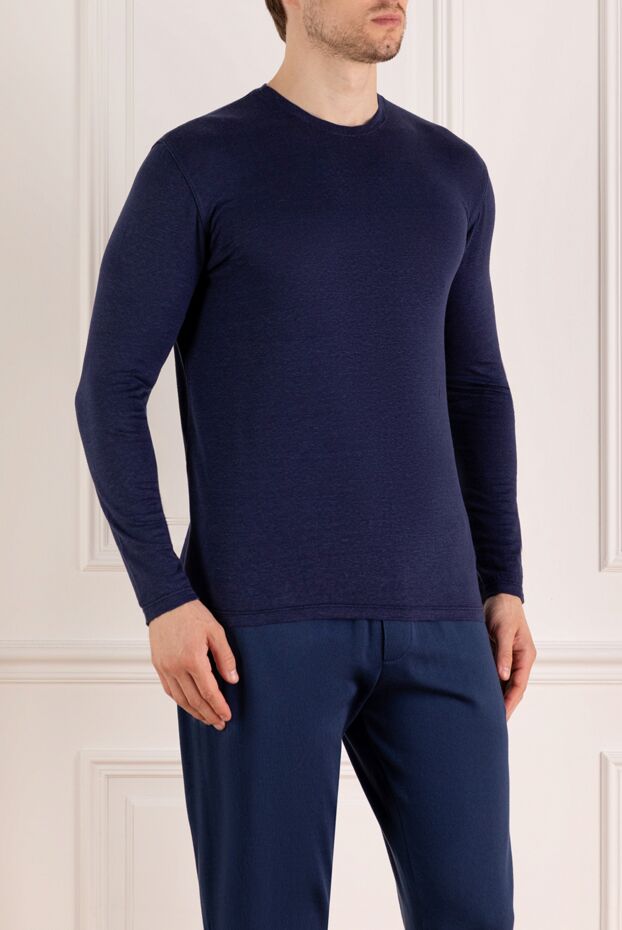 Svevo long-sleeved blue men's jumper made of linen and elastane 179540 - photo 3