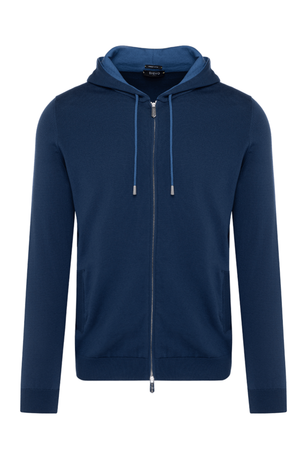Svevo blue cotton knit cardigan with a two-tone hood (markdown) 195766 - photo 1