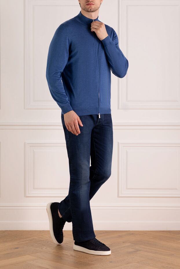 Svevo man men's blue cardigan made of wool and silk buy with prices and photos 179559 - photo 2