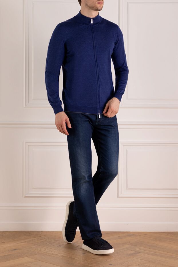 Svevo man men's blue cardigan made of wool and silk buy with prices and photos 179569 - photo 2