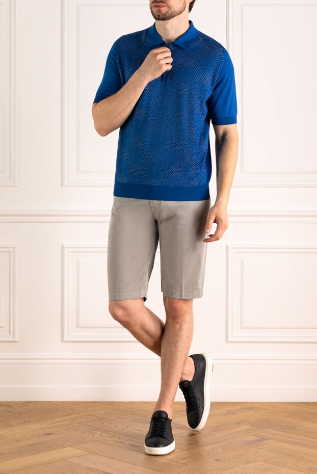Zilli men's textured polo shirt with a geometric pattern and a zipper 179603 - photo 2