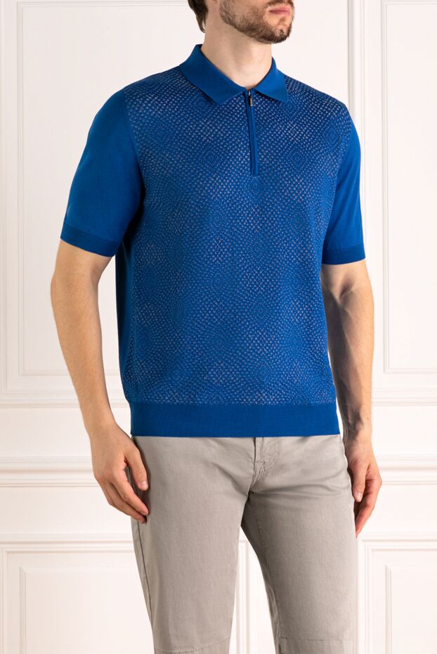 Zilli men's textured polo shirt with a geometric pattern and a zipper 179603 - photo 3