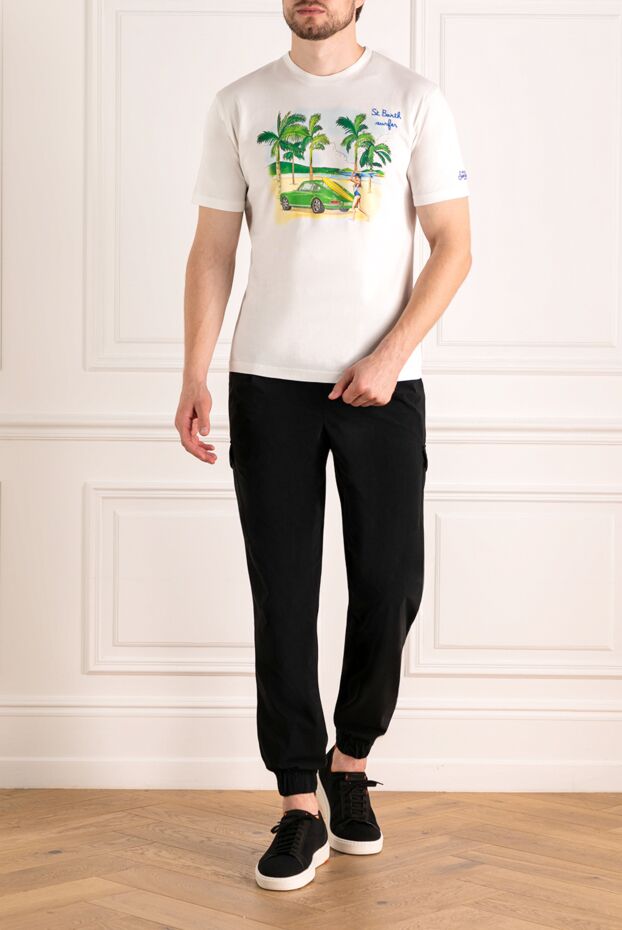 MC2 Saint Barth чоловіча біла бавовняна футболка з барвистим принтом в пляжному стилі. 179641 - фото 2