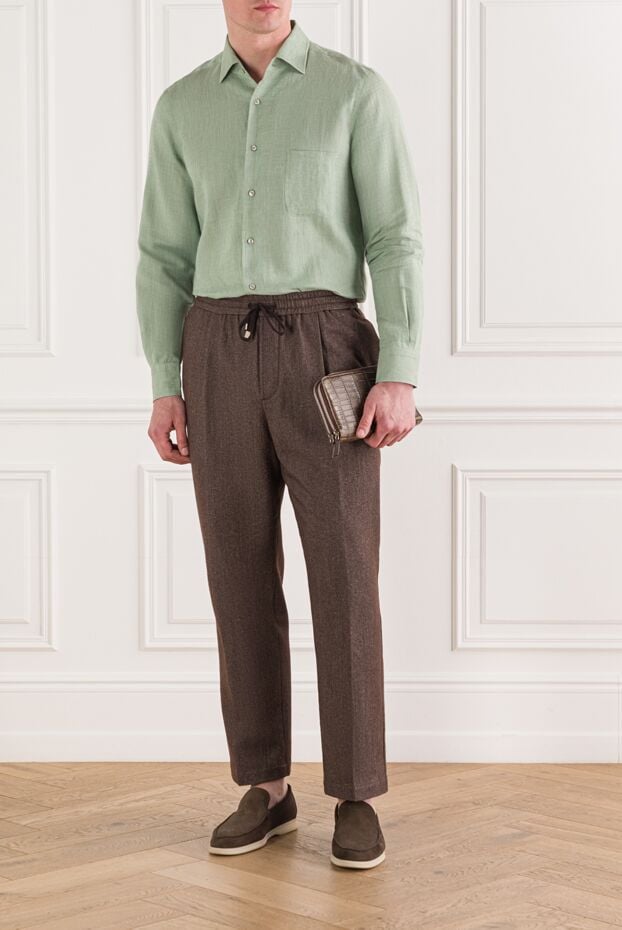 Loro Piana men's green linen shirt 179668 - photo 2