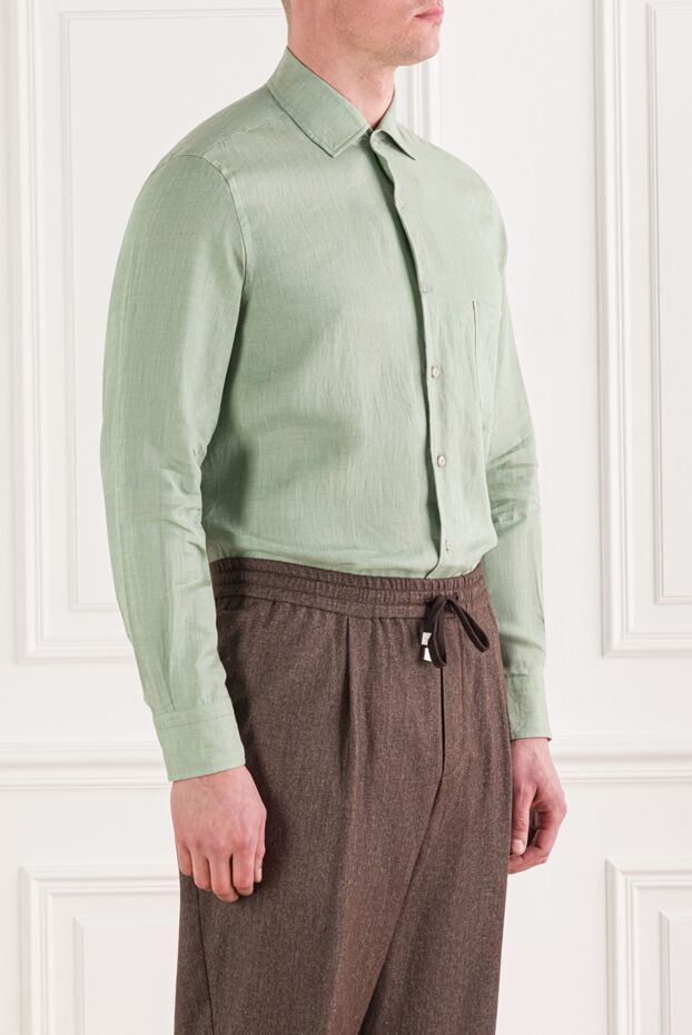 Loro Piana men's green linen shirt 179668 - photo 3