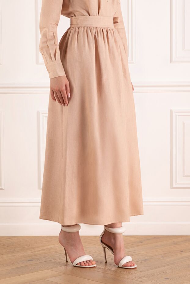 Loro Piana pink linen maxi skirt 179686 - photo 3