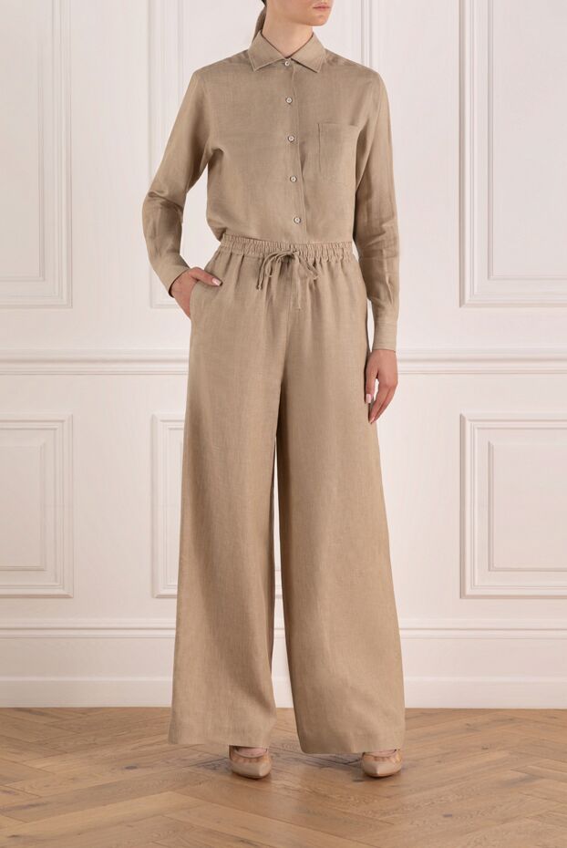 Loro Piana woman women's beige linen trousers buy with prices and photos 179687 - photo 2