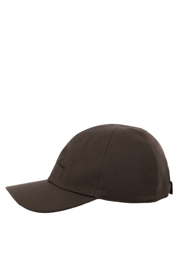 Loro Piana кепка чоловіча коричнева з бавовни та льону 179703 - фото 3