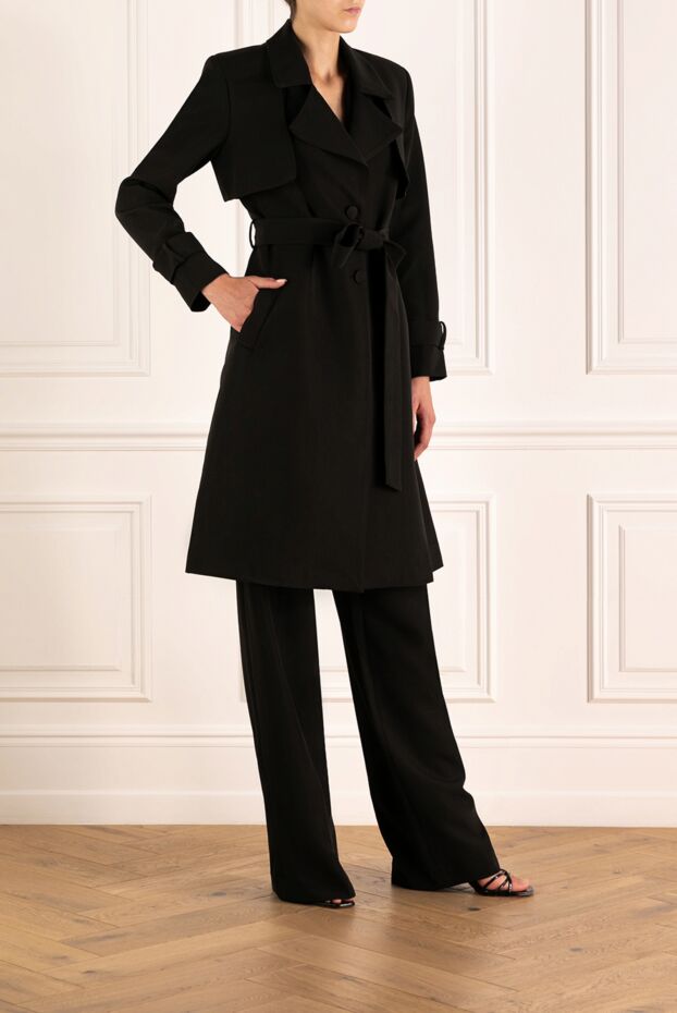 Fleur de Paris women's black fitted coat with a waist belt 179767 - photo 3