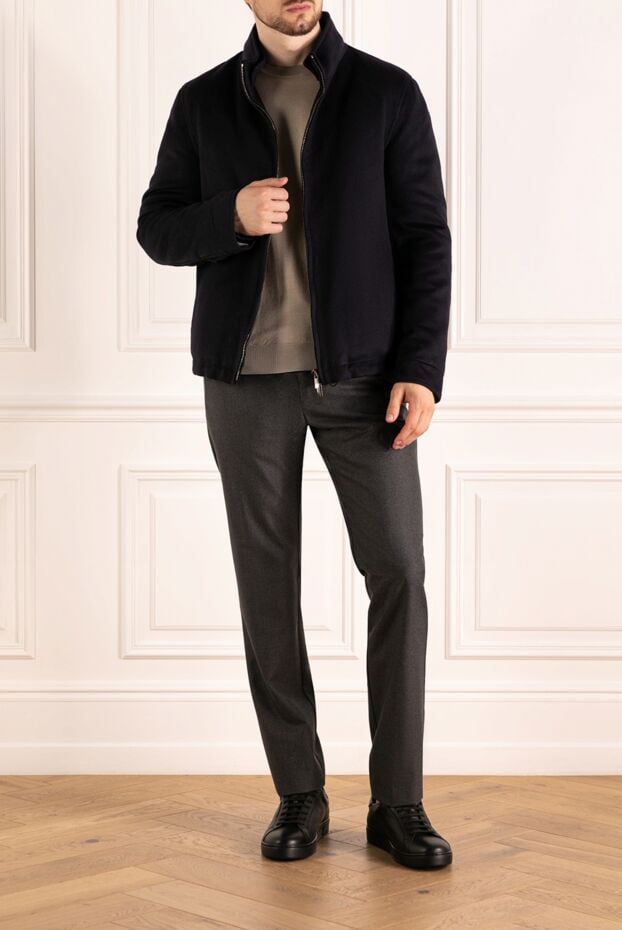 Cesare di Napoli men's dark blue cashmere jacket with down insulation 179809 - photo 2