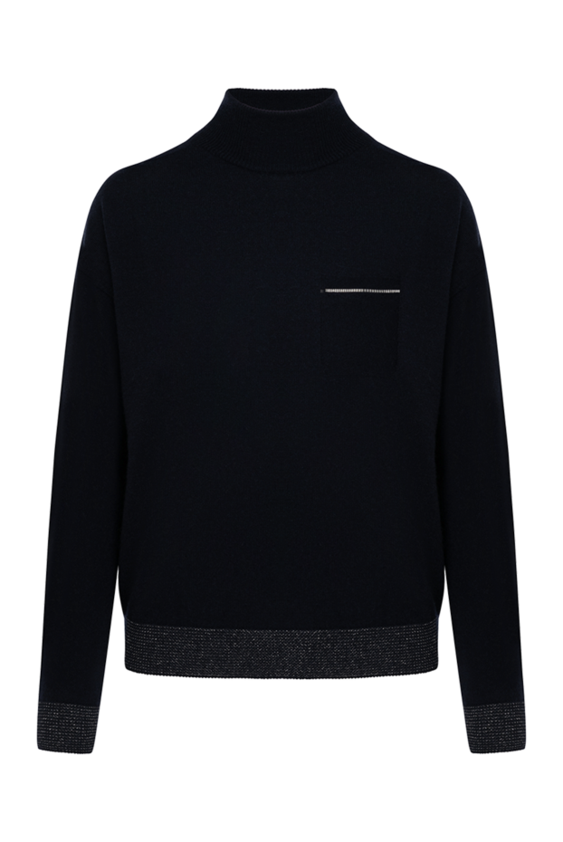 Peserico women's blue cashmere jumper with decorative trim along the hem 179911 - photo 1
