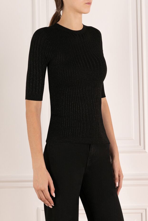 Peserico women's short sleeve jumper in black viscose and polyester 179930 - photo 3