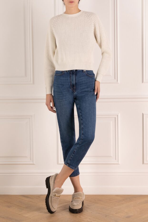 Peserico model made of stretch denim with a straight cut and a classic waist for women 179940 - photo 2