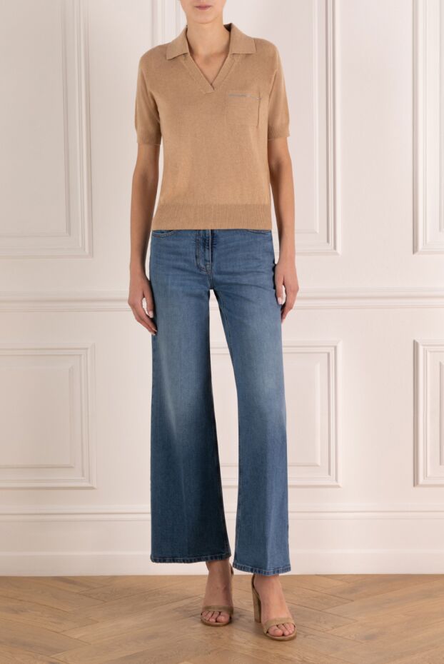 Peserico women's wide leg stretch denim jeans with even fade 179941 - photo 2