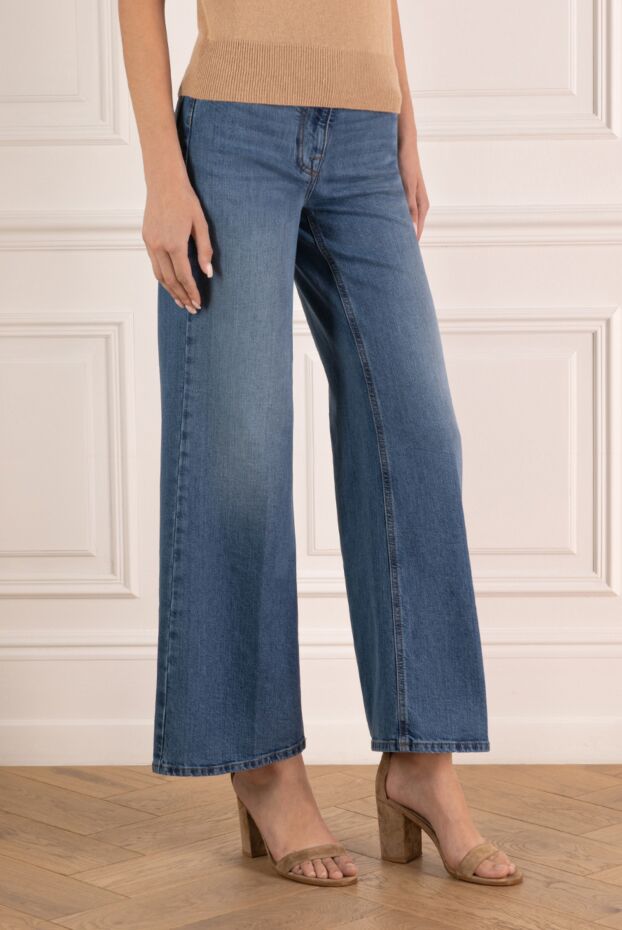 Peserico women's wide leg stretch denim jeans with even fade 179941 - photo 3