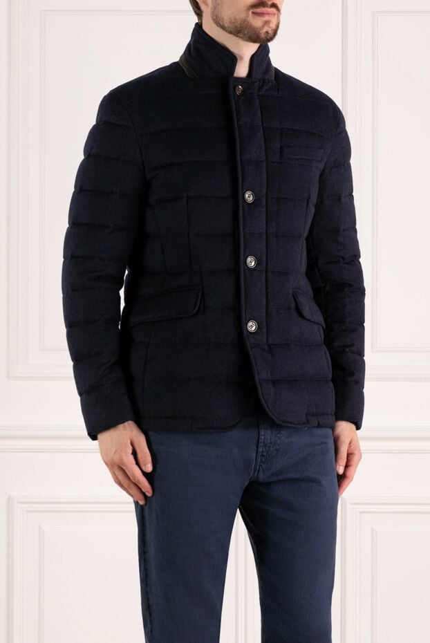 Moorer men's blue quilted cashmere down jacket with buttons 180048 - photo 3