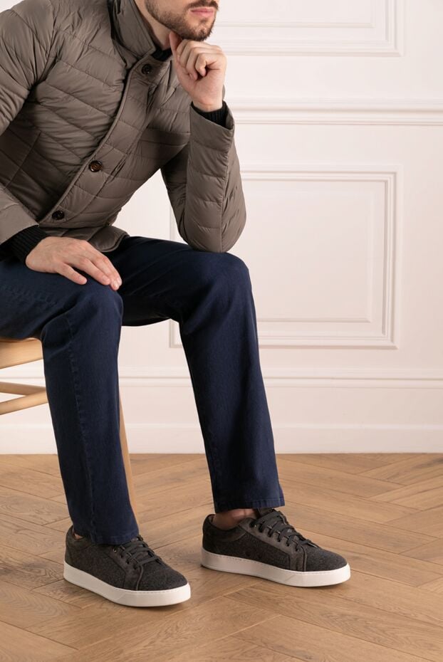 Moorer men's gray leather and wool snickers 180058 - photo 3