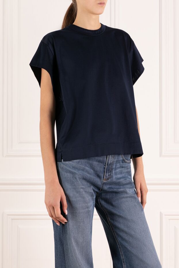 Moorer women's dark blue cotton short sleeve t-shirt 180087 - photo 3