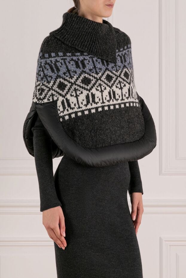 Moorer women's grey poncho jumper with norwegian pattern and insulated trim 180116 - photo 3