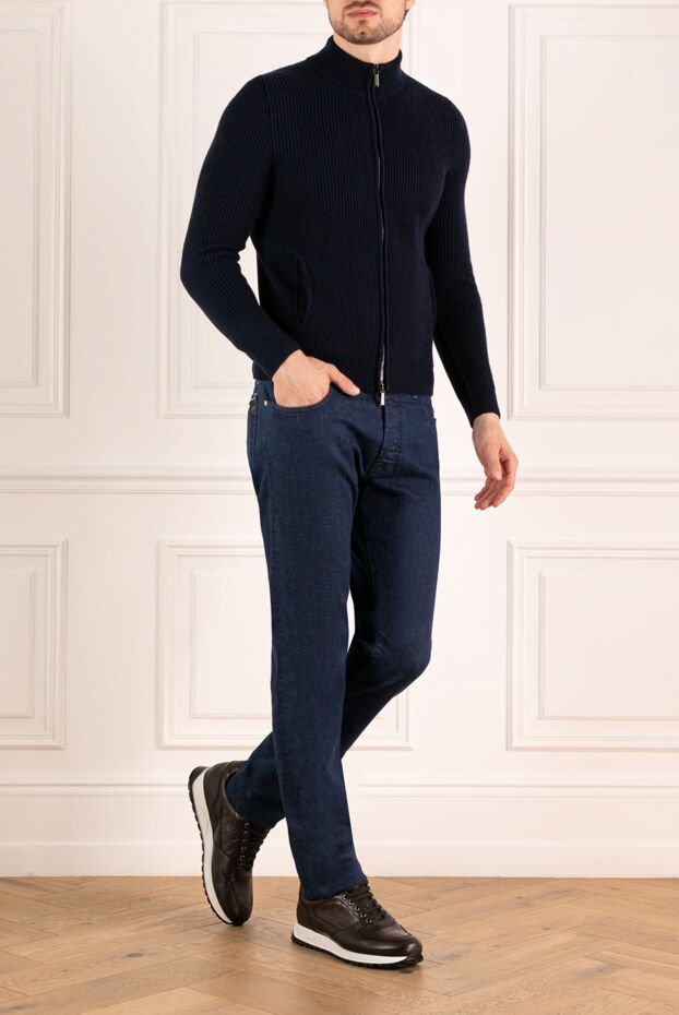 Moorer man men's blue cashmere cardigan buy with prices and photos 180125 - photo 2