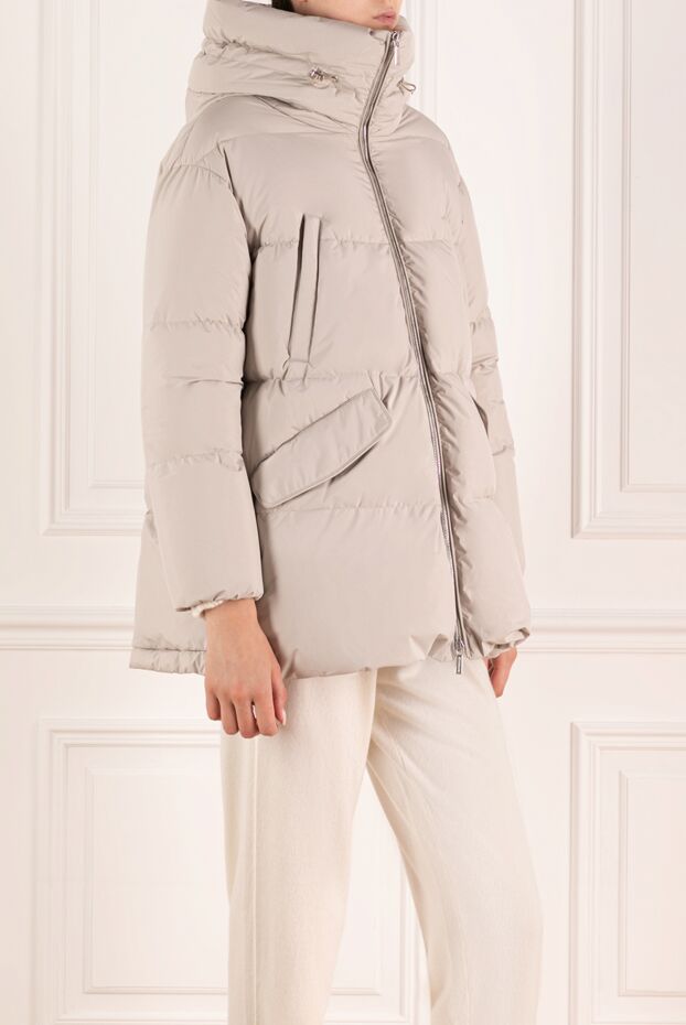 Moorer women's down jacket with a voluminous hood and down insulation in ivory color 180177 - photo 3