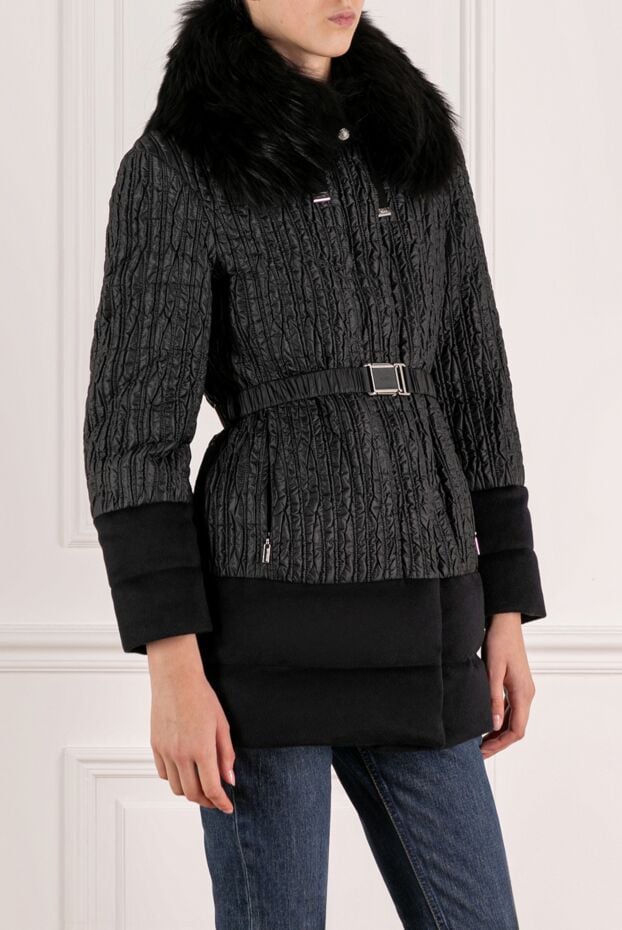 Moorer women's down jacket with velvet trim and voluminous fur on the collar 180183 - photo 3