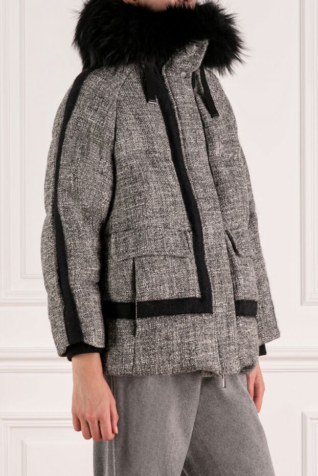 Moorer casual down jacket with geometric trim and fluffy hood 180186 - photo 3