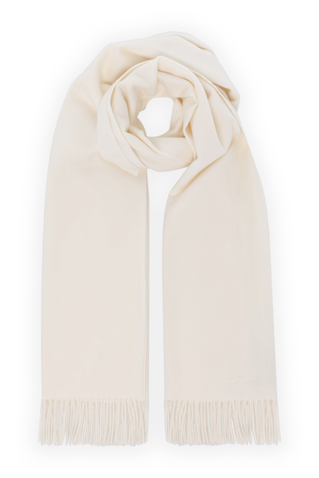 Loro Piana women's soft white cashmere scarf with long fringe 180209 - photo 1