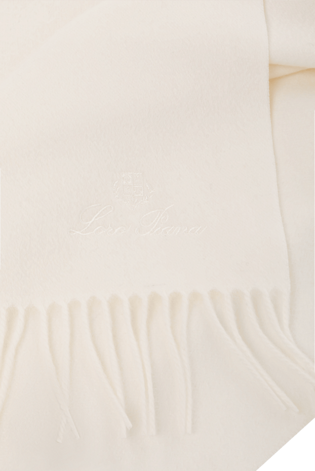 Loro Piana women's soft white cashmere scarf with long fringe 180209 - photo 3