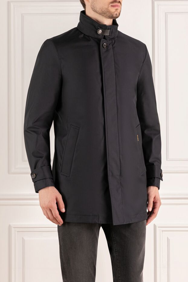 Moorer dark blue jacket with a high collar and a concealed placket 180221 - photo 3