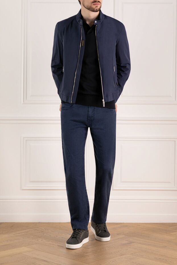 Moorer men's dark blue jacket made of thick fabric with metal fittings 180224 - photo 2