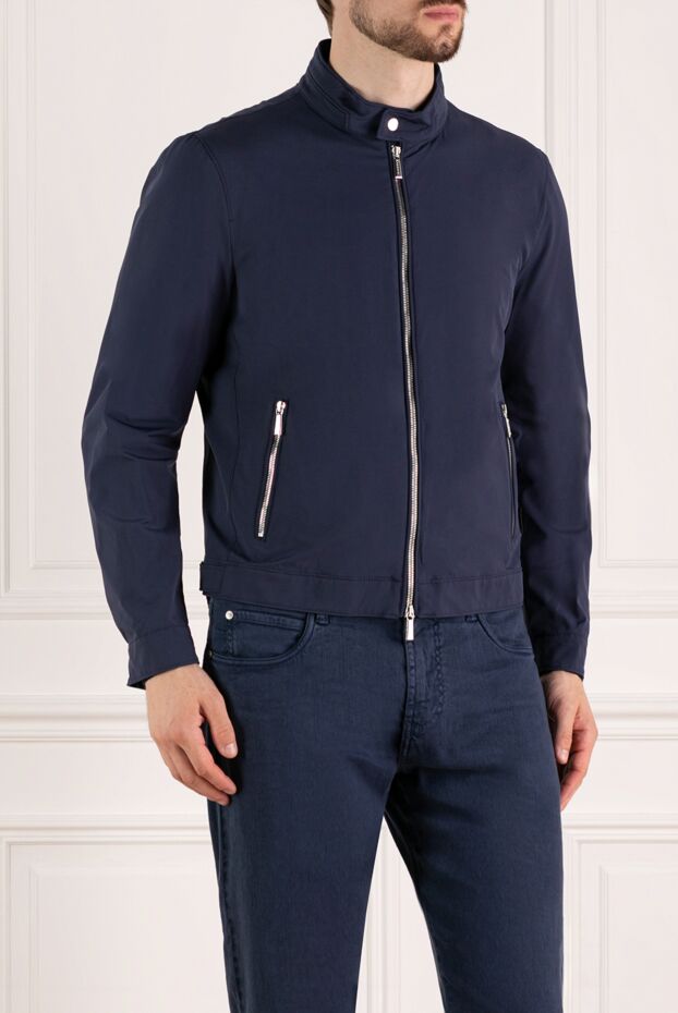 Moorer men's dark blue jacket made of thick fabric with metal fittings 180224 - photo 3