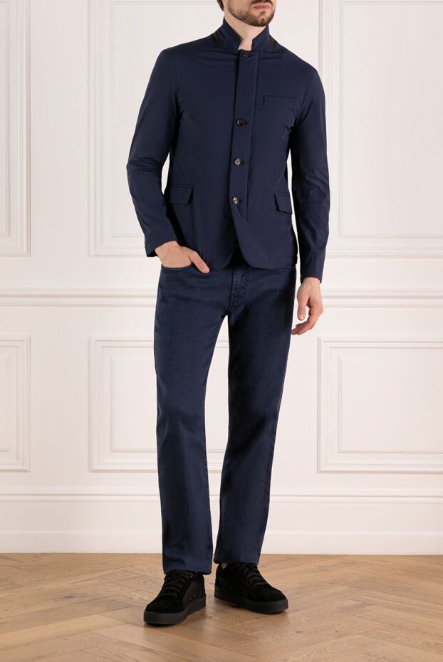 Moorer men's fitted jacket made of lightweight fabric in dark blue 180229 - photo 2