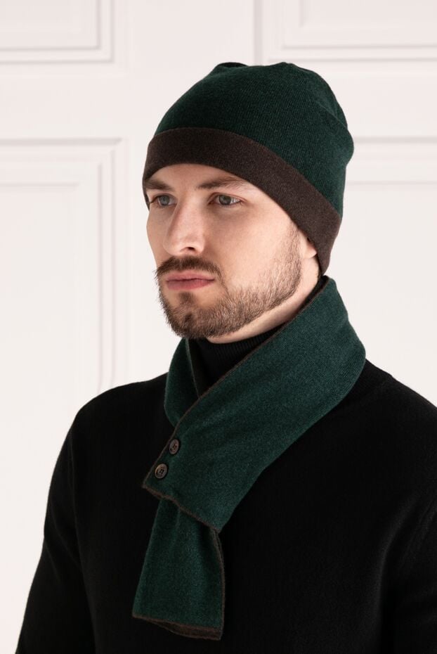 Moorer men's green cashmere hat with brown trim 180245 - photo 2