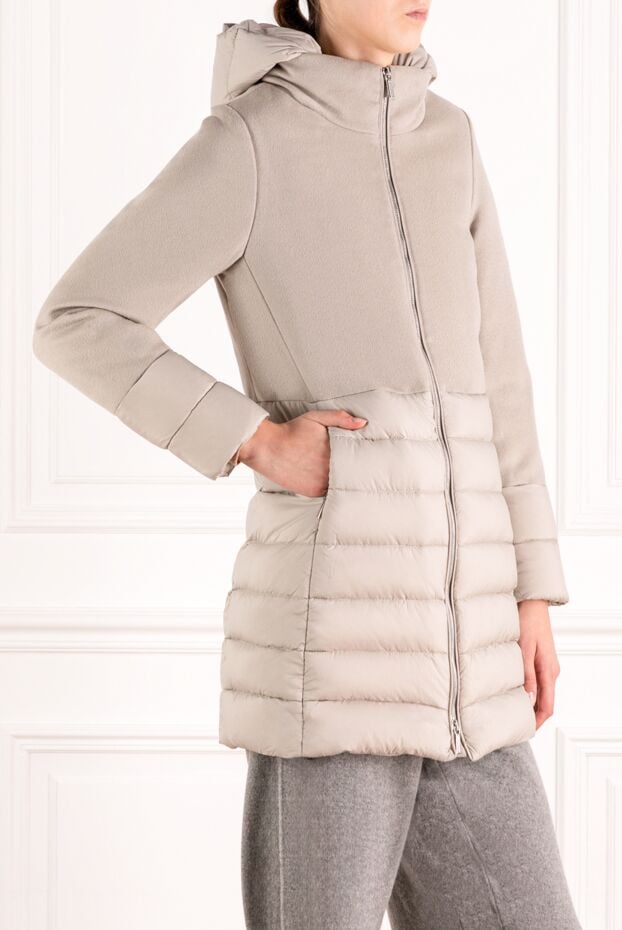 Moorer women's gray wool and cashmere down jacket with a hood 180319 - photo 3