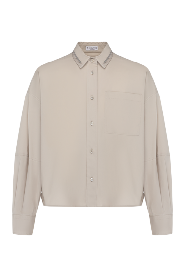 Brunello Cucinelli blouse made of lightweight silky material in beige with a pocket 180357 - photo 1