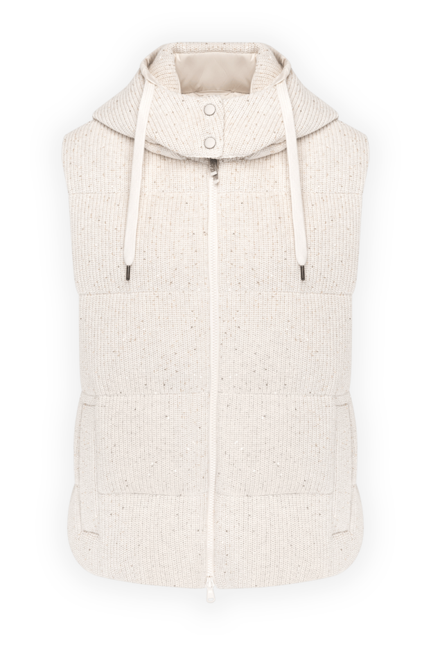 Brunello Cucinelli dazzling cotton vest with hood and added glitter sequins 180359 - photo 1