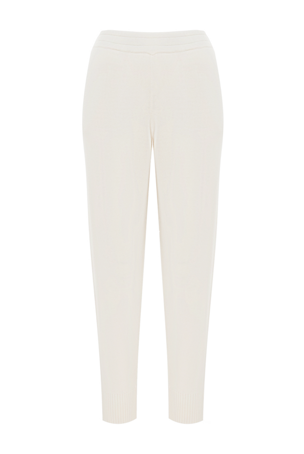 Brunello Cucinelli жіночі брюки трикотажні в білому кольорі. 180378 - фото 1