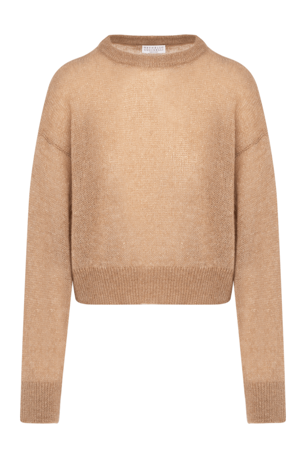 Women's brown cropped jumper with lurex and a soft texture - photo 1