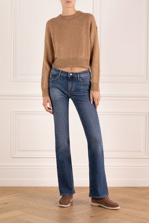 Women's brown cropped jumper with lurex and a soft texture - photo 2