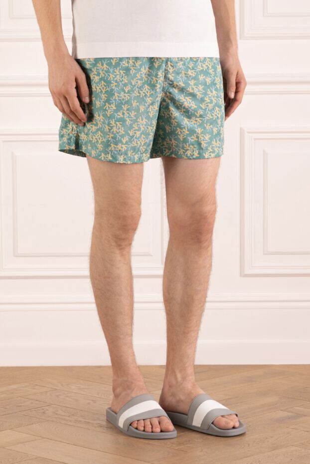 Isaia men's beach shorts green with logo 180412 - photo 3