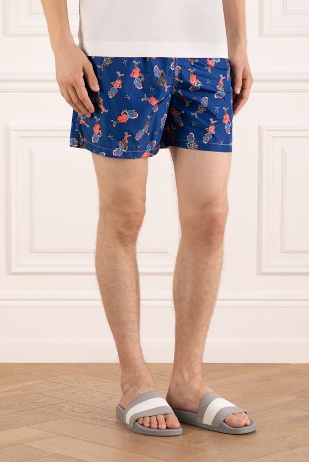 Isaia beach shorts for men blue with men 180419 - photo 3