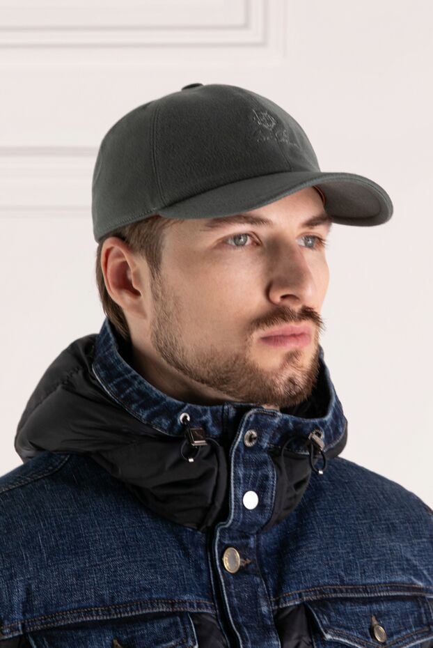 Loro Piana cashmere baseball cap with embroidered logo gray men's 180427 - photo 2