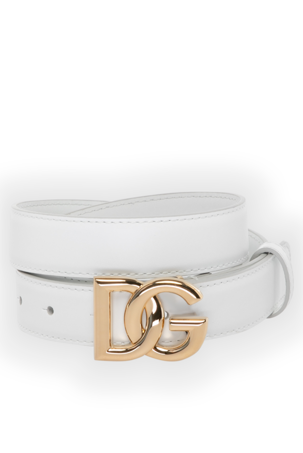 Dolce & Gabbana women's white calfskin belt with dg logo 180438 - photo 1