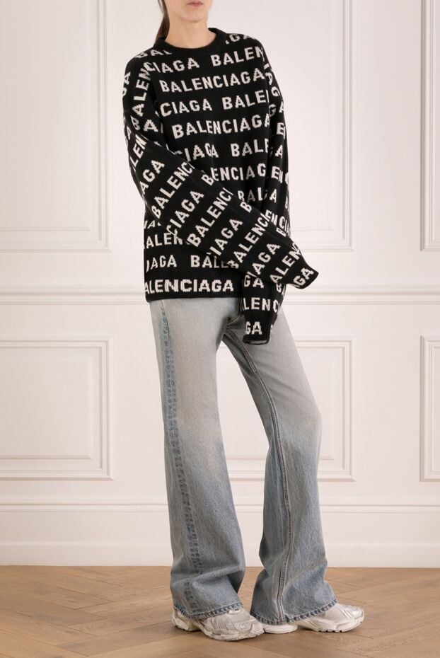 Balenciaga oversized wool jumper with an all-over logo print 180452 - photo 2