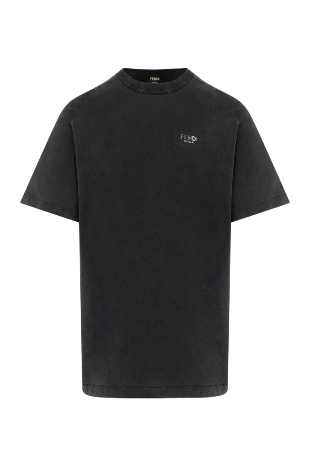 Fendi men's black cotton t-shirt with a faded effect 180474 - photo 1