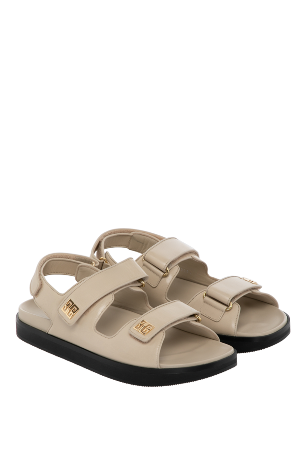 Givenchy women's beige leather sandals with buckles and logo 180485 - photo 3