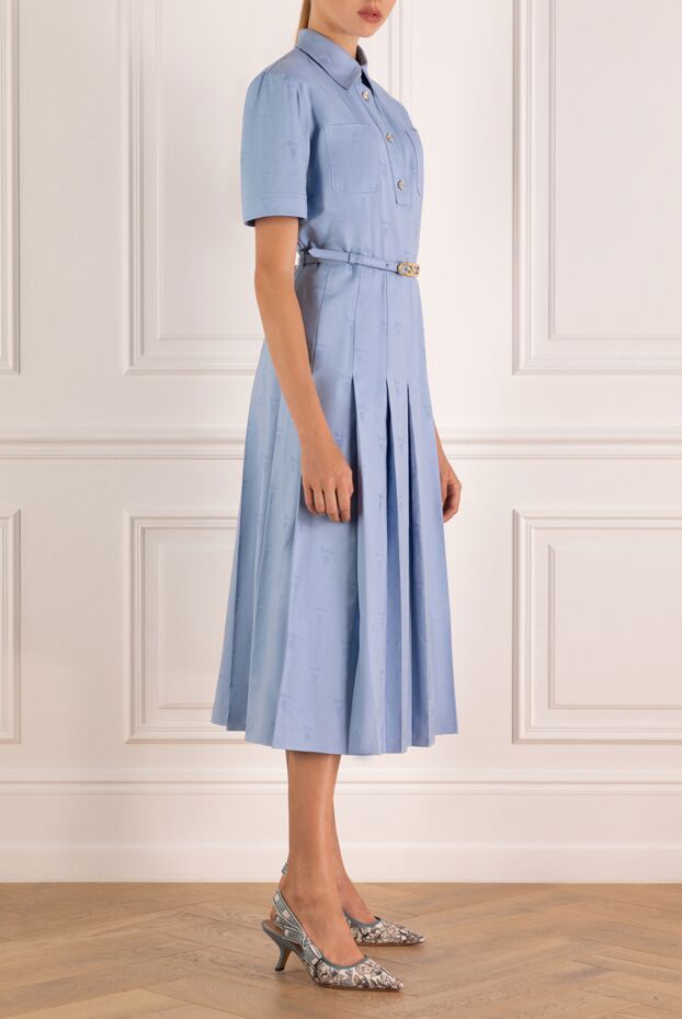 Gucci платье голубое с короткими рукавами из хлопка 180499 - фото 3