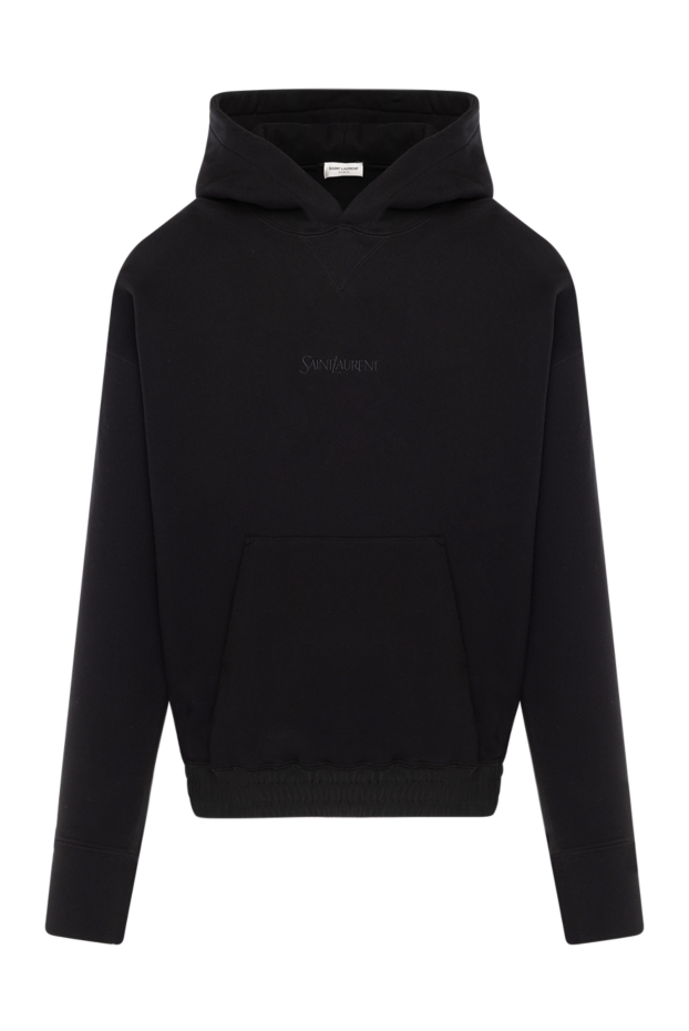 Saint Laurent men's black long sleeve hoodie with simple branding 180516 - photo 1