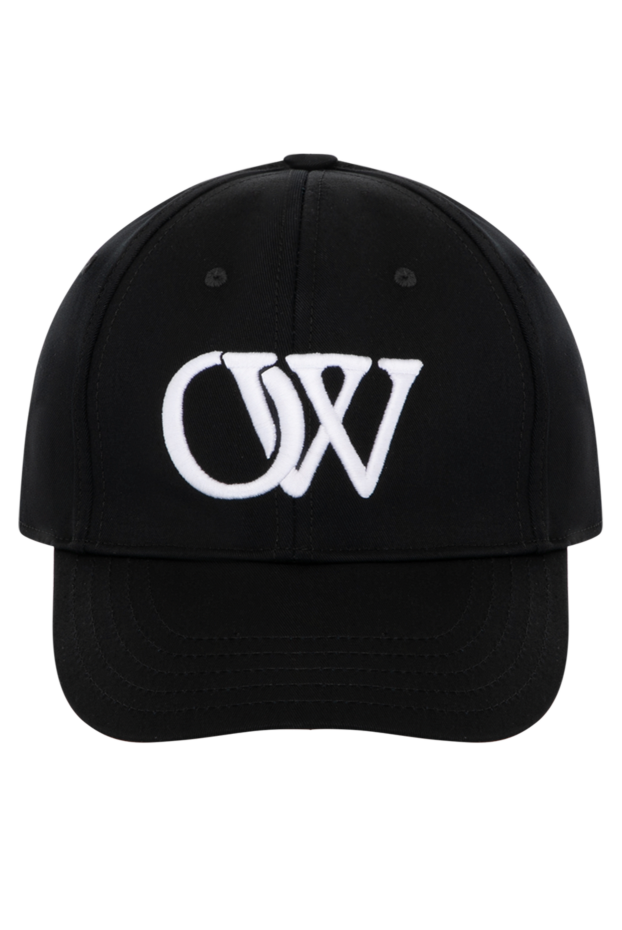 Off-White чоловіча чорна бейсболка бавовняна з білою вишивкою. 180541 - фото 1